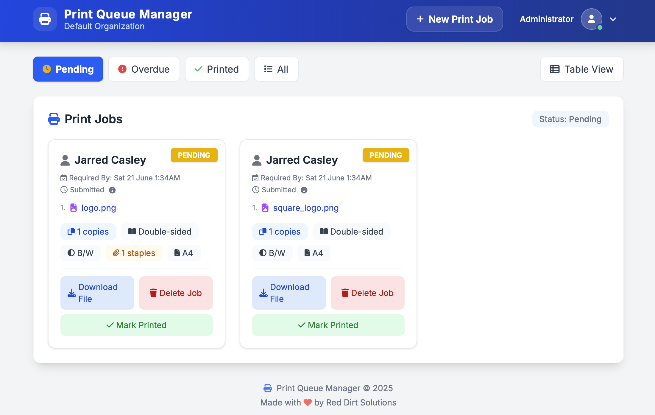 PrintQueue Manager